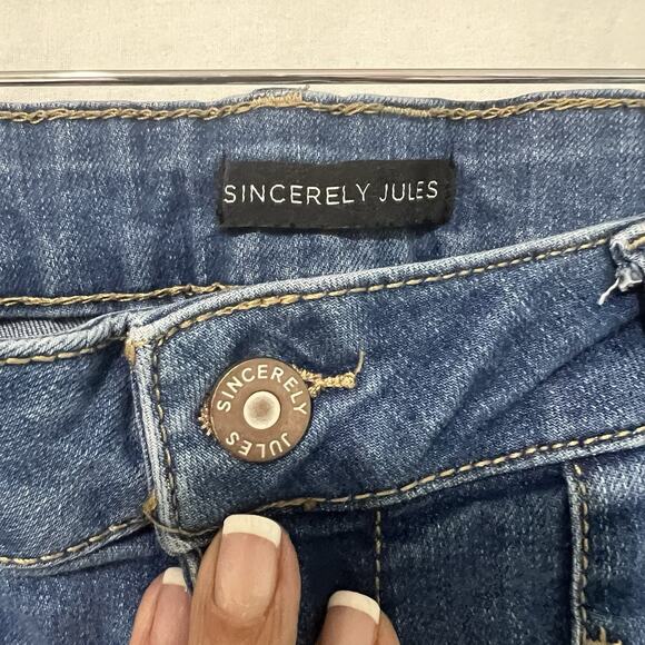 Sincerely Jules High Rise Flare Women 7/28 Raw Hem Retro Patch Pockets Stretch - Picture 4 of 11